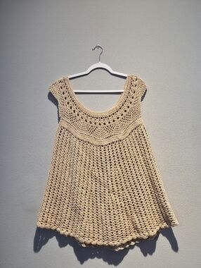 Crochet Tan Sleeveless Top